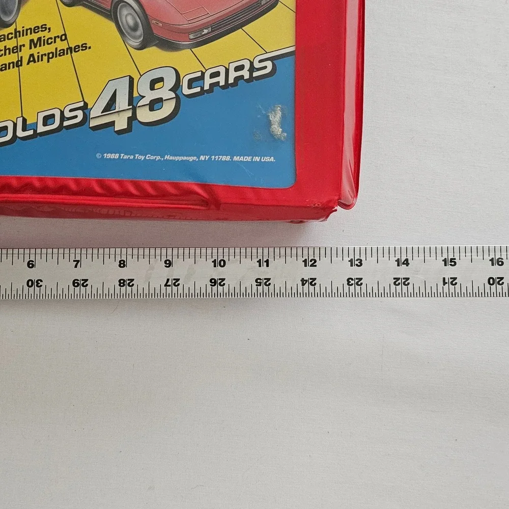 Vintage 1988 Micro Mini's Collectors Case Red Vinyl Holds 48 Cars Tara Toy 20800